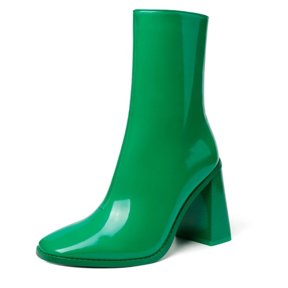 Vivianly Glossy Kelly Green 90’s Platform Ankle Boot, size 7.5 - Picture 1 of 5